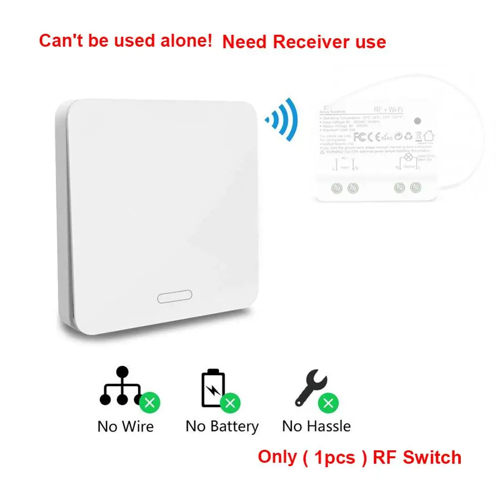 Wifi смарт-коммутатор 2500 Вт wifi реле Таймер RF433 кинетический автономное Голосовое управление работа с Alexa Google IFTTT Smart Life - Цвет: 1 Switch