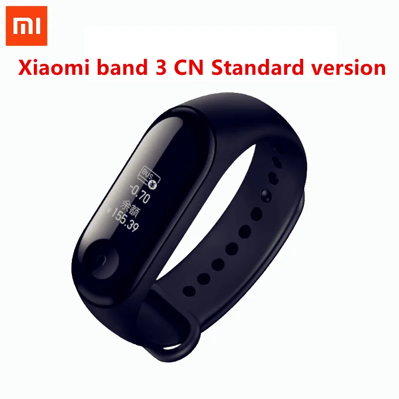 band 3 CN version Xiaomi Mi-браслет 3 полосы 3 Смарт-браслет 0,7" OLED сенсорный экран 5 АТМ плавание Отклонение вызова Пульс шаг время - Цвет: band 3 CN version