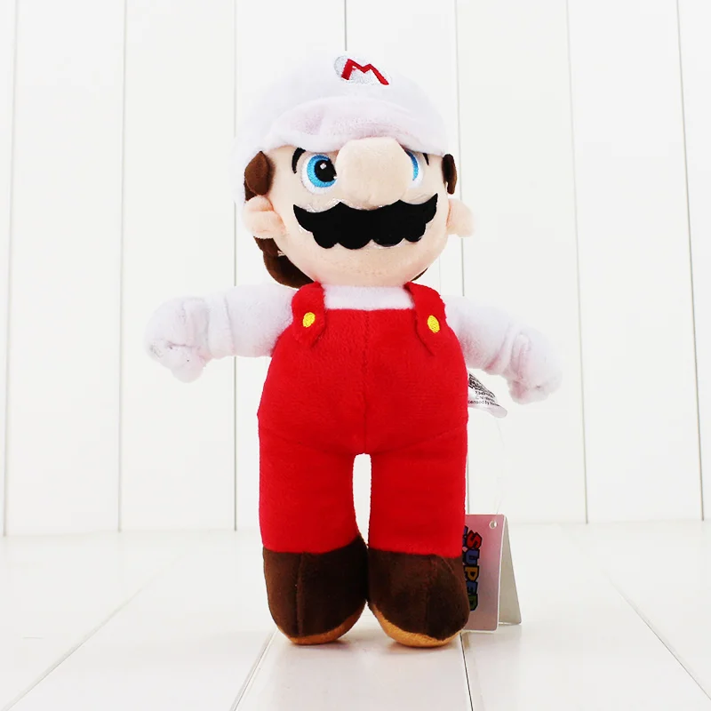 25cm white hat mario 4 стиля 25 см Супер Марио Bros Плюшевые игрушки Марио Луги мягкие куклы игрушки подарок для детей - Цвет: 25cm white hat mario