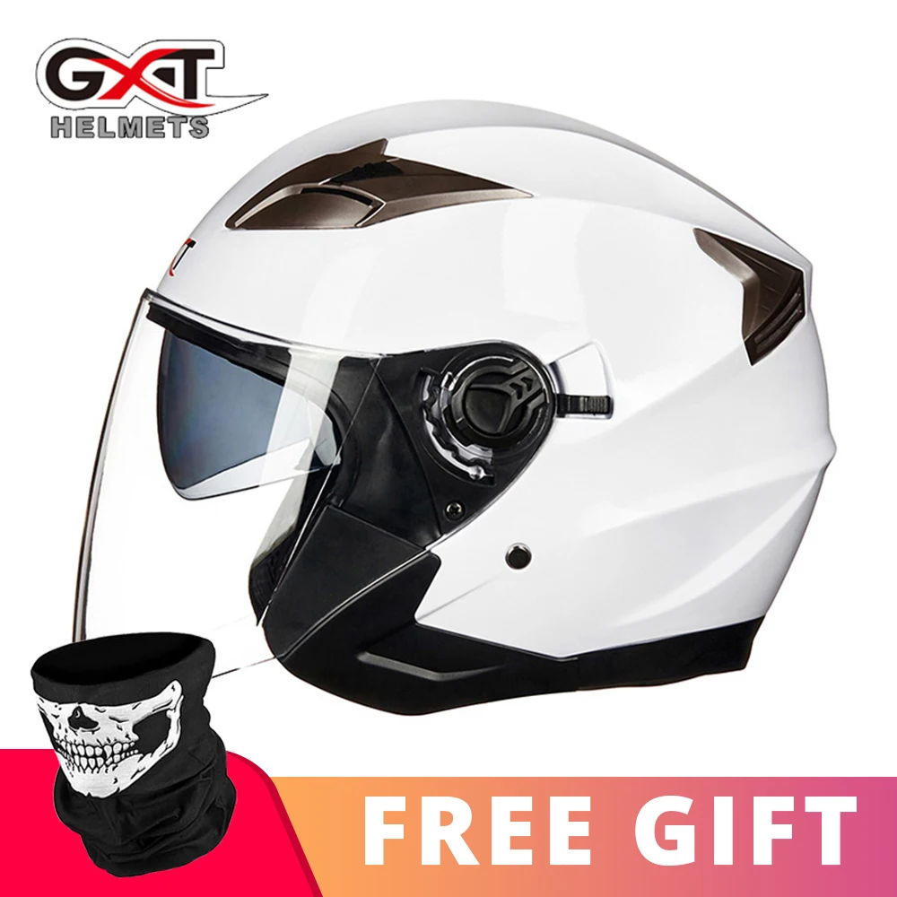 G708 Bright WT GXT Лето мотоциклетный шлем с открытым лицом двойной объектив Casco Шлем Мотоцикл Скутер Capacete защитный шлем козырек для мотоцикла - Цвет: G708 Bright WT
