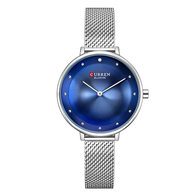 silver blue CURREN женские часы из нержавеющей стали Роскошные нарядные часы женские кварцевые аналоговые водонепроницаемые наручные часы Montre Femme - Цвет: silver blue