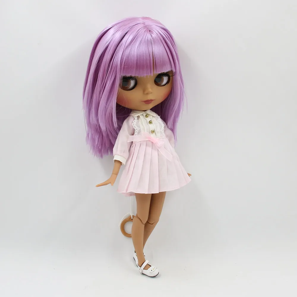 ICY DBS Blyth 1/6 bjd dolls with black skin nude joint body and matte face purplr curly hair BL2137 | Игрушки и хобби