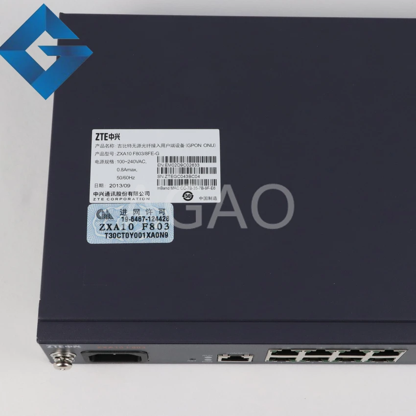 Оригинальный Новый ZTE ZXA10 F803/8FE G GPON ONU гигабитное пассивное оптоволокно доступа
