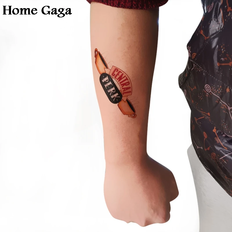 Homegaga, 2 шт., друзья, ТВ-шоу, certral perk, временное боди-арт, Переводные татуировки на плечо, мужские наклейки для макияжа, вечерние, косплей, D1513