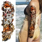 1 шт., новая Временная тату-наклейка, лиса, кролик, павлин, Череп, дракон, полная рука, цветок, тату, боди-арт, большой поддельный тату-рукав