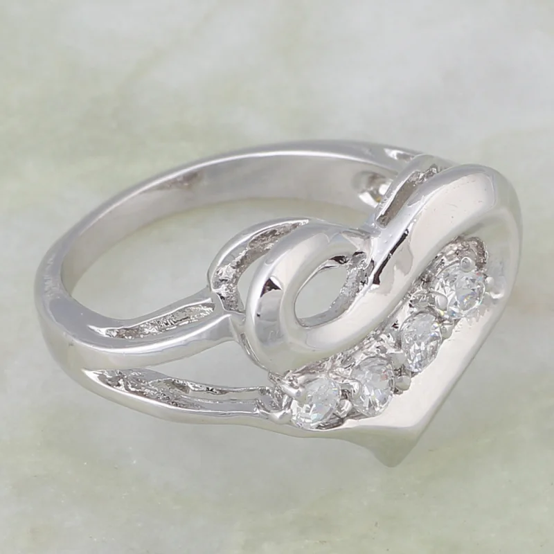 Лучший подарок Любовь кольца белый кристалл Белое золото Мода Bijoux женские Размер