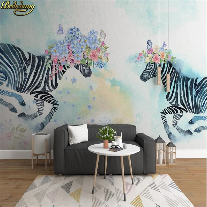 

custom Papel De Parede 3D Flower zebra nordic Photo Wallpaper Modern Fashion Bedding Room Sofa Backdrop Mural art home decor