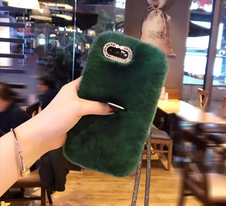 Чехол с кольцом и кроличьим мехом для iphone 11 12 X XS MAX XR Capa теплый чехол iphone5S 6S 7 8 PLUS