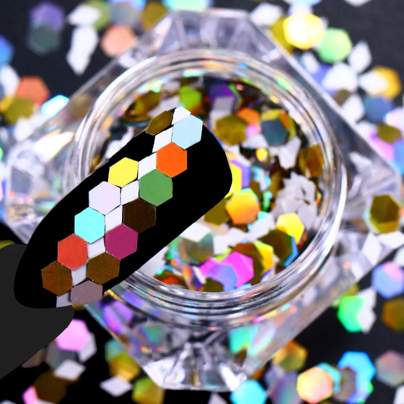 7 1,5 г Лазерная блестка для ногтей Блестящие Блестки для ногтей голограмма для дизайна ногтей блестящие листы для маникюра маникюрные наконечники DIY инструмент для ногтей - Цвет: 7