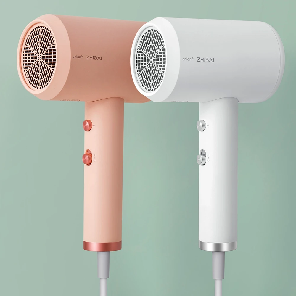 Оригинальный мини фен для волос Xiaomi Zhibai Anion портативный Быстросохнущий 1800 Вт Mi
