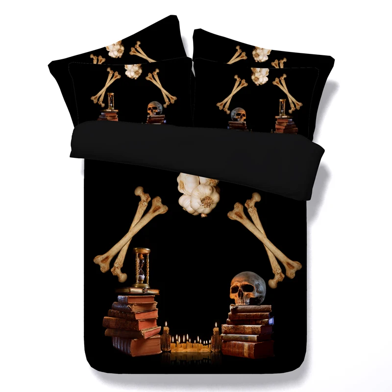 Free shipping cotton 3D 4pcs bedding set without filling twin/full/queen/king/super king size human skeleton/skull/head textile | Дом и сад