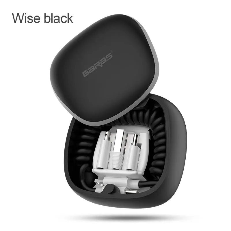 GARAS power Bank PD/QC3.0 для iPhone/Micro USB/USB C mini power bank быстрое зарядное устройство для xiaomi/huawei type C до type C пружинный кабель - Цвет: Черный