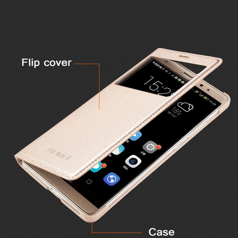 Умный чехол CAPSSICUM MATE S из искусственной кожи для HUAWEI Mate откидной Чехол с окошком