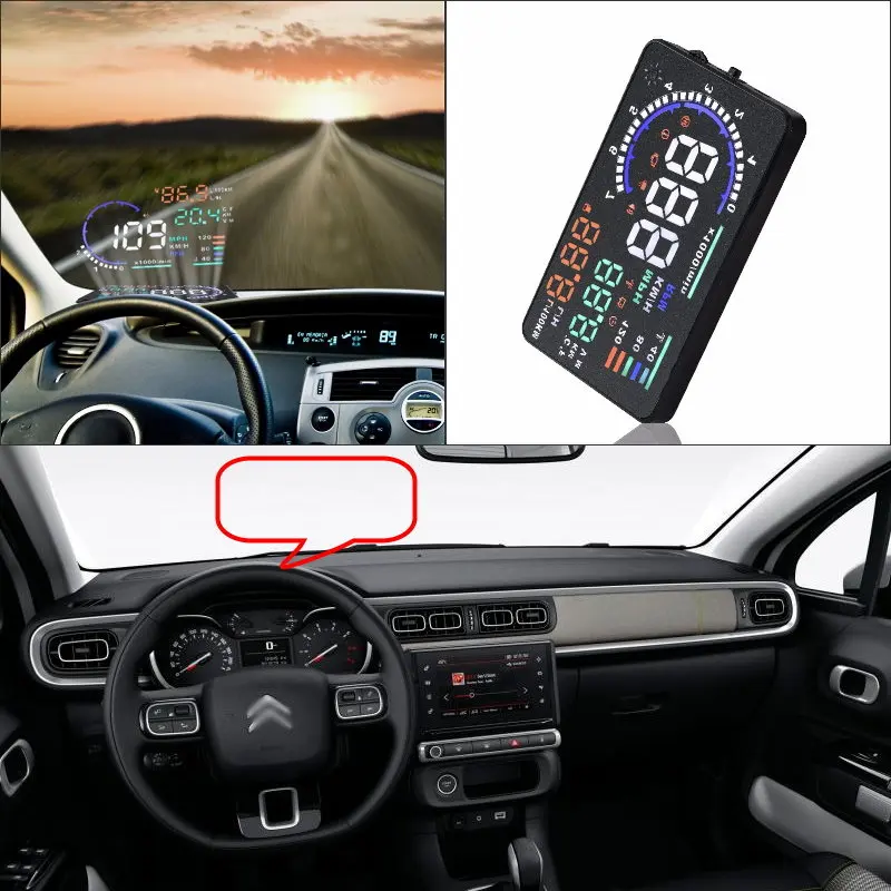 For Citroen C3/C4/C5/C6 2010-2019 Car Accessories OBD HUD Head Up Display Saft AUTO Driving Screen Projector Windshield