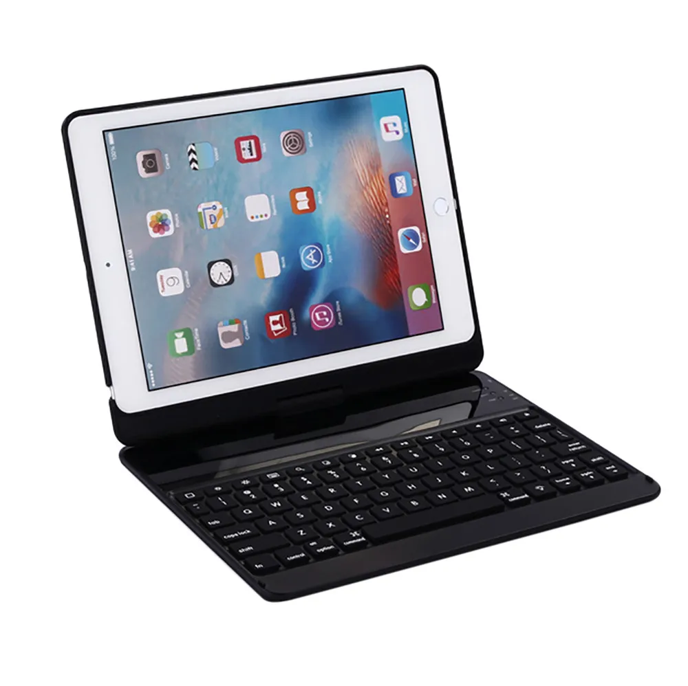 Черный VOBERRY клавиатура для Apple, Беспроводная Bluetooth клавиатура, съемная для Ipad 9,7 дюймов / Pro Air1/Air2 с держателем для карандашей#2 - Цвет: Черный