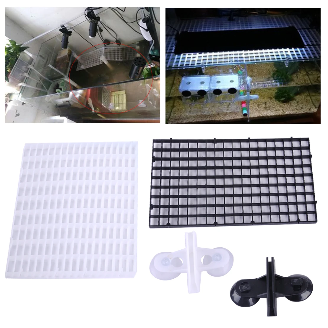 

2pcs Grid Isolate Board Divider Fish Tank Bottom Filter Tray Aquarium Crate