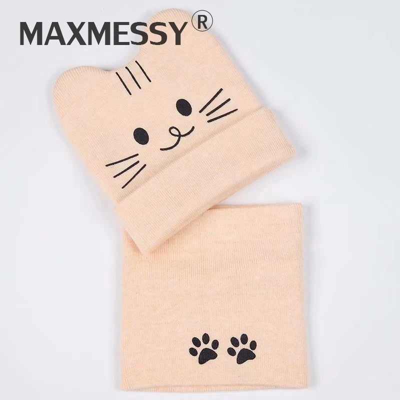 MAXMESSY симпатичный комплект для новорожденной девочки детская вязаная шапка шарф