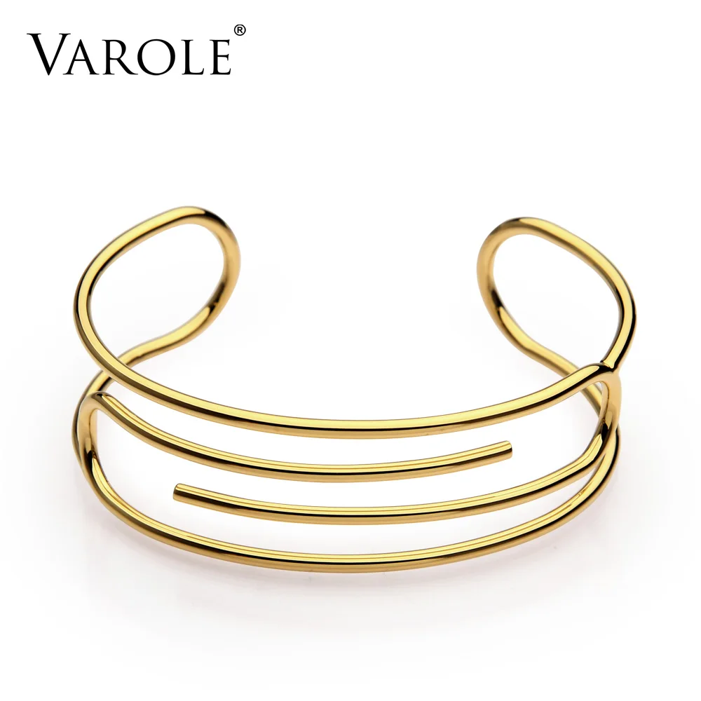 

VAROLE Paperclip Cuff Bracelet Manchette Gold color Armband Bangle Bracelet For Women Bracelets Bangles Pulseiras