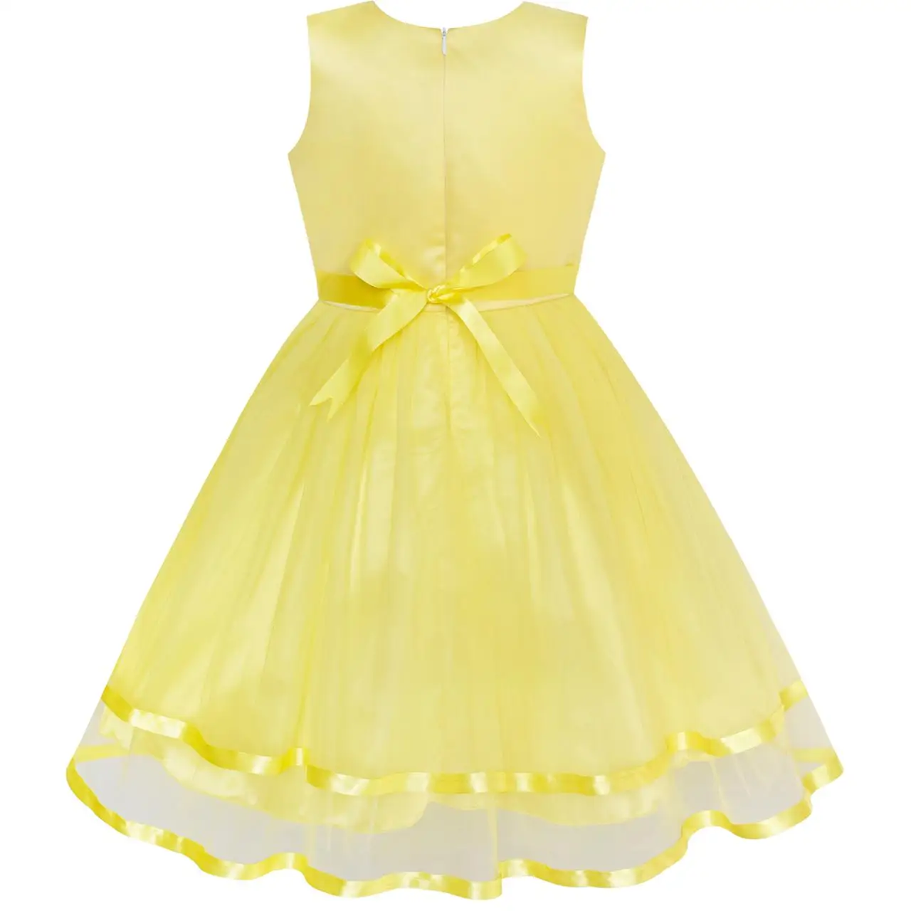 Flower Girl Dress Yellow Belted Wedding Party Bridesmaid 2020 Summer Princess Dresses Clothes Size 4-12 Carnival Vestidos | Детская