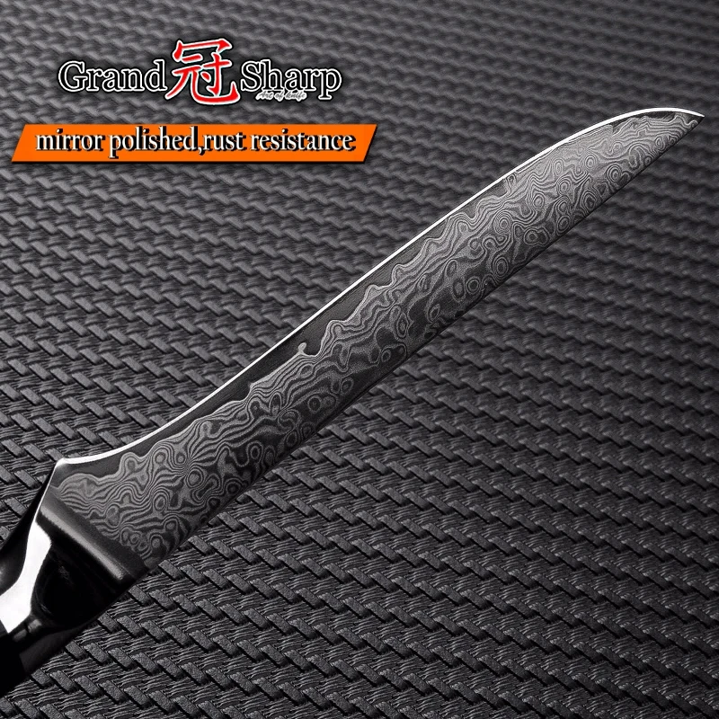 Grandsharp японский Дамаск скрепления ножи Филейный Нож для рыбы резки мяса 5 дюймов