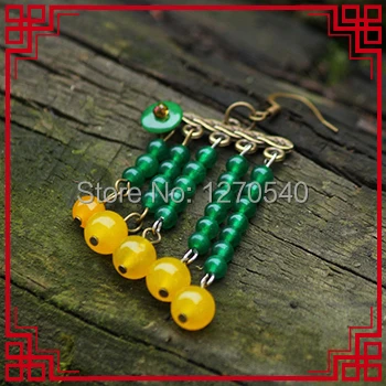 Винтажные серьги-подвески chrysoprase оригинального дизайна зеленые серьги ручной