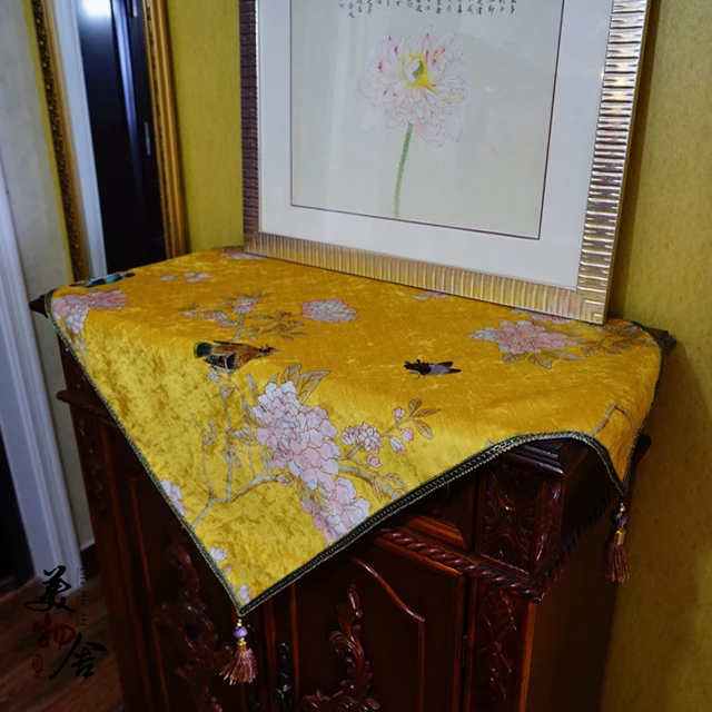 Толстая скатерть ручной работы китайская птица цветок свадебная серебряная