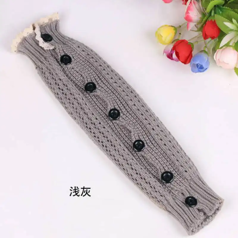Winter Lace Leg Warmers Side Button Hollow Knitted Been warmers Women's Legwarmers Polainas Para As Mulheres | Женская одежда