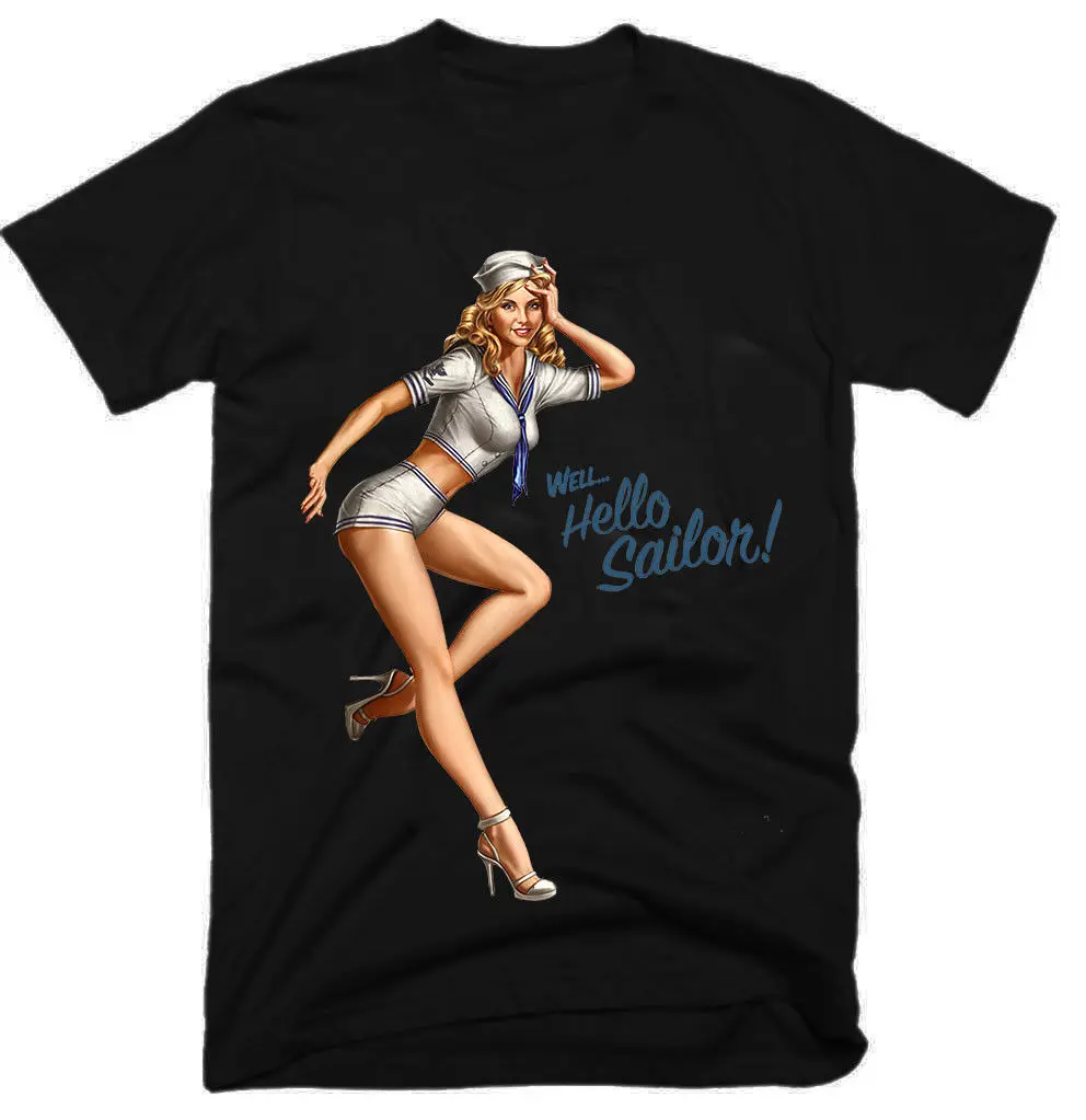 Мужская забавная футболка Pin Up Sailor Movie уличная модная с крутым логотипом черепом