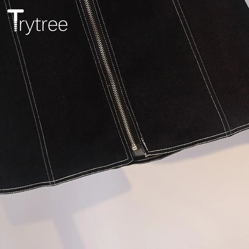 Trytree Spring summer Women two piece set Casual Plaid Slash Neck Tops + Skirt Denim Mini skirt Female Suit Set 2 Piece | Женская одежда