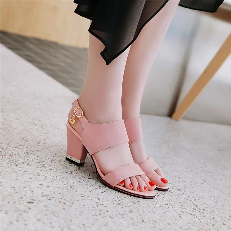 Lapolaka New Fashion Large Size 28-52 Black Red Shoes Woman Sandals Open Toe Buckle Strap Chunky Heels Summer Sandals Woman