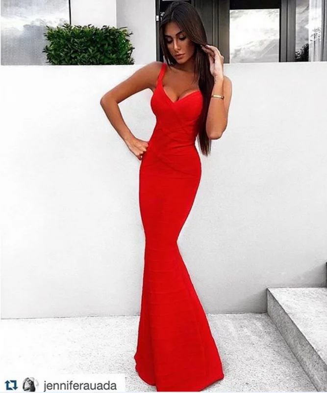 Женское платье-макси с V-образным вырезом элегантное облегающее платье в пол