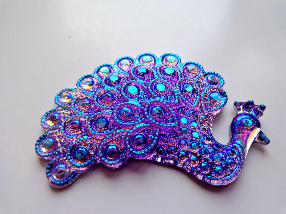 10 шт. Новый модный стиль пришивания большие кристаллы в форме павлина 48*33 мм