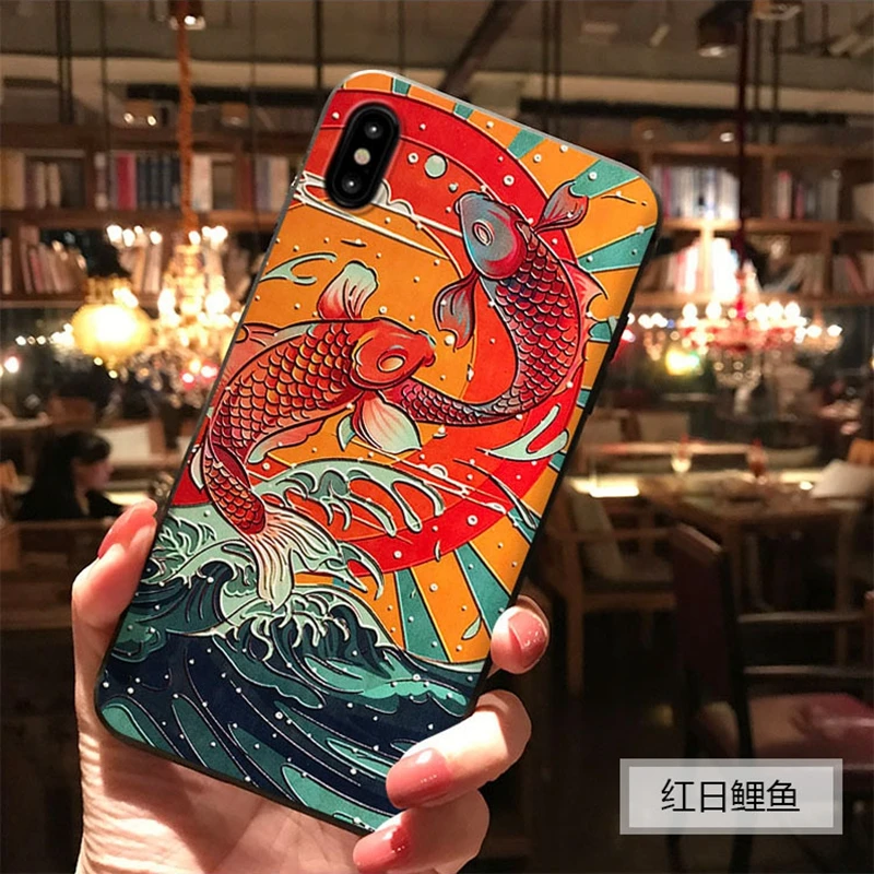 Японский стиль аниме тисненый мягкий чехол для iphone 6 6S 7 8 PLUS X 10 чехол лиса TPU Funda для iphone 11 Pro XS Чехлы для MAX XR