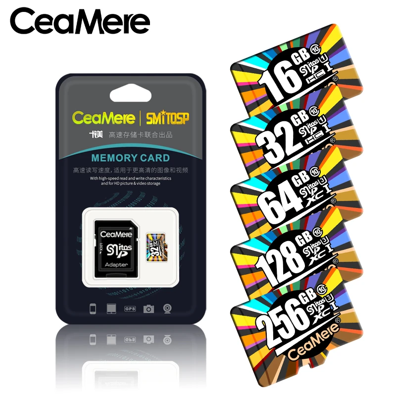 Карта памяти Micro SD CeaMere карта класса 10 U3 UHS 3 256 Гб 128 64 32 флеш 1 TF/SD карты для