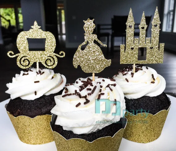 18 шт. детский душ первый день рождения тыква автомобиль принцесса кекс Топпер