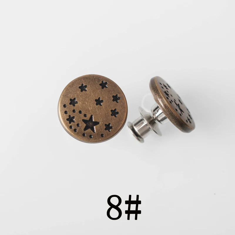 No8 17mm 24 различных 1 шт ноготь-бесплатно ноготь талии кнопки регулируемые джинсы кнопки джинсовые пуговицы одежда металлические мужские и женские брюки съемные - Цвет: No8 17mm