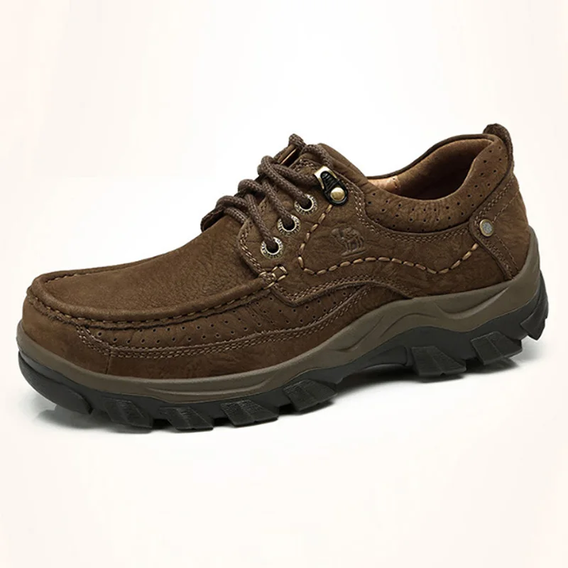 A732307550Brown CAMEL/обувь из натуральной кожи; Мужская Брендовая обувь; модная мужская повседневная обувь; Мужская Высококачественная замшевая обувь из воловьей кожи на шнуровке; мужская обувь на плоской подошве - Цвет: A732307550Brown