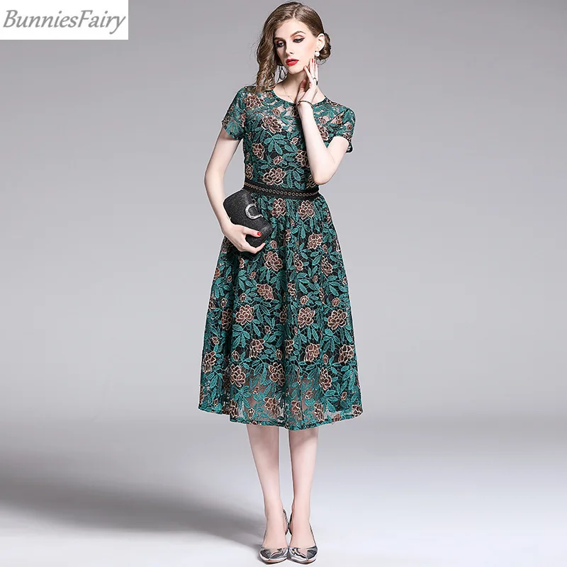 BunniesFairy 2019 летнее новое женское элегантное винтажное Ретро цветочное вышитое