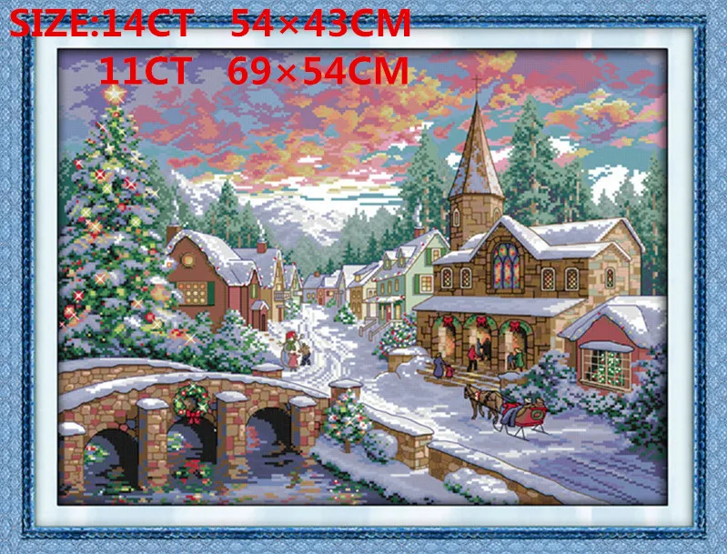 Snowscape пейзаж DIY Набор для вышивания крестиком 11CT 14CT DMC Chinses Счетный Набор для вышивания крестиком для вышивания ручной работы