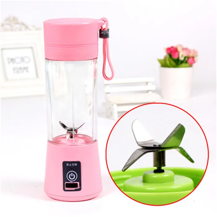 Four Blades Pink Миниблендер зарядка через usb режим портативный небольшой соковыжималка Extractor бытовой взбейте миксер для фруктов сок машина ручной Smoothie Maker - Цвет: Four Blades Pink