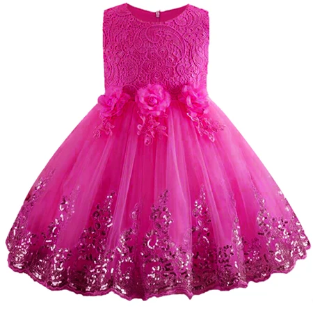 Детское платье принцессы с блестками, кружевное платье с цветочной вышивкой для девочек, детское платье Вечерние ринки, свадьбы, выпускного вечера, для танцевальных шаров