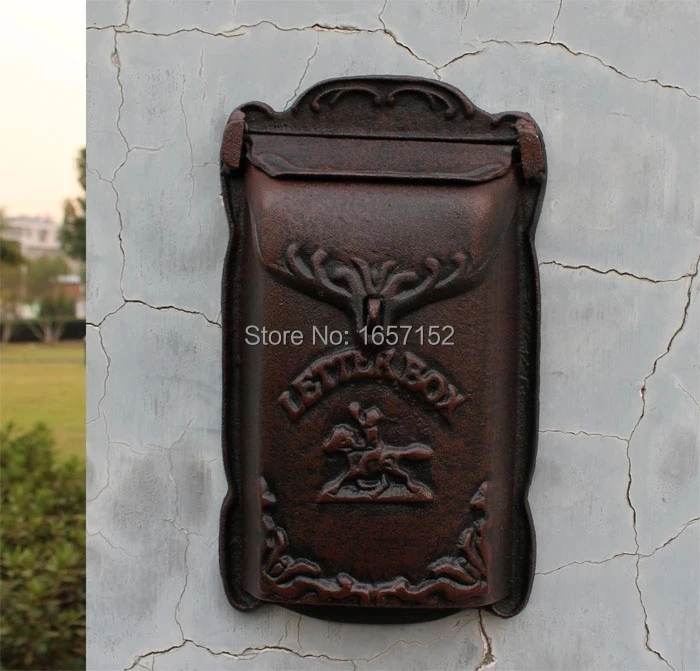 

Embossed Trim Decor Bronze cast iron mailbox High quality Garden Decorative mailbox Wall mounted Mail Box