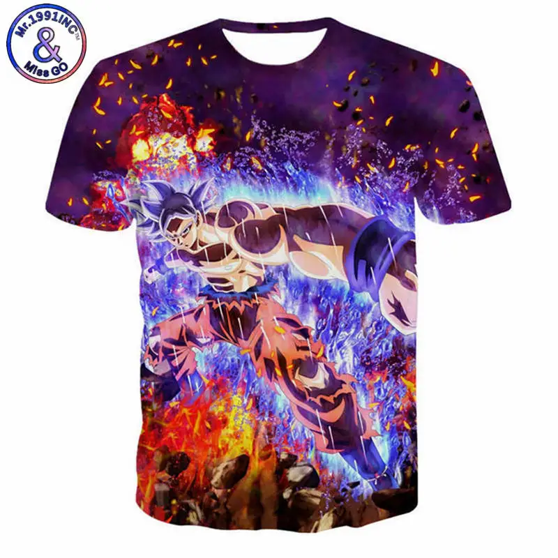 2018 футболка Dragon Ball Z Super Saiyan 3D Детская Сон Гоку Готен Гохан в огне и льде Футболка