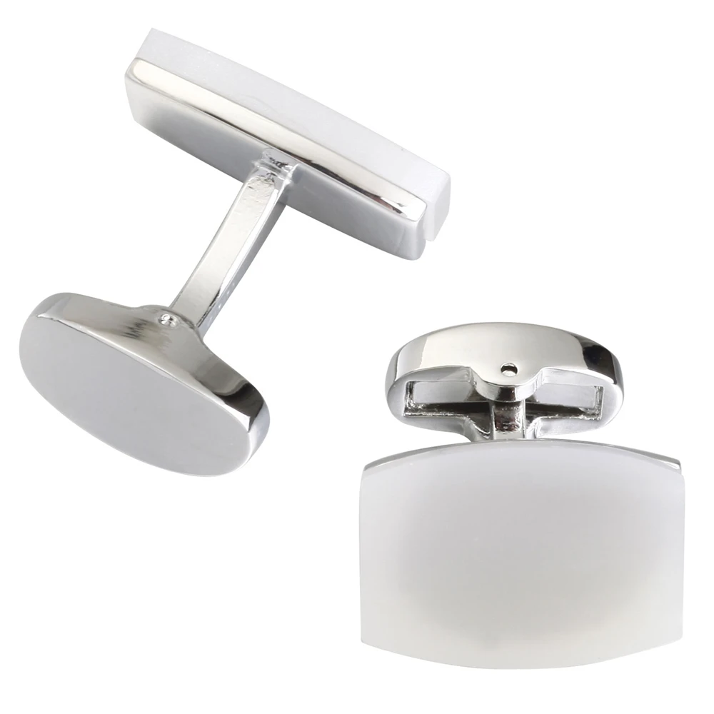 Classic Luxury Opal Cufflinks for Mens Color Plated High Quality Brand Square White Cat's Eye Stone Cuff links Best Gift | Украшения и