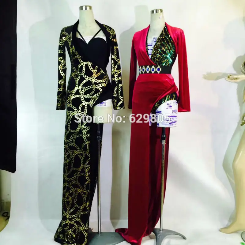 

Женский костюм-боди Glisten, яркий костюм из двух предметов для ночного клуба, длинный наряд, 2019