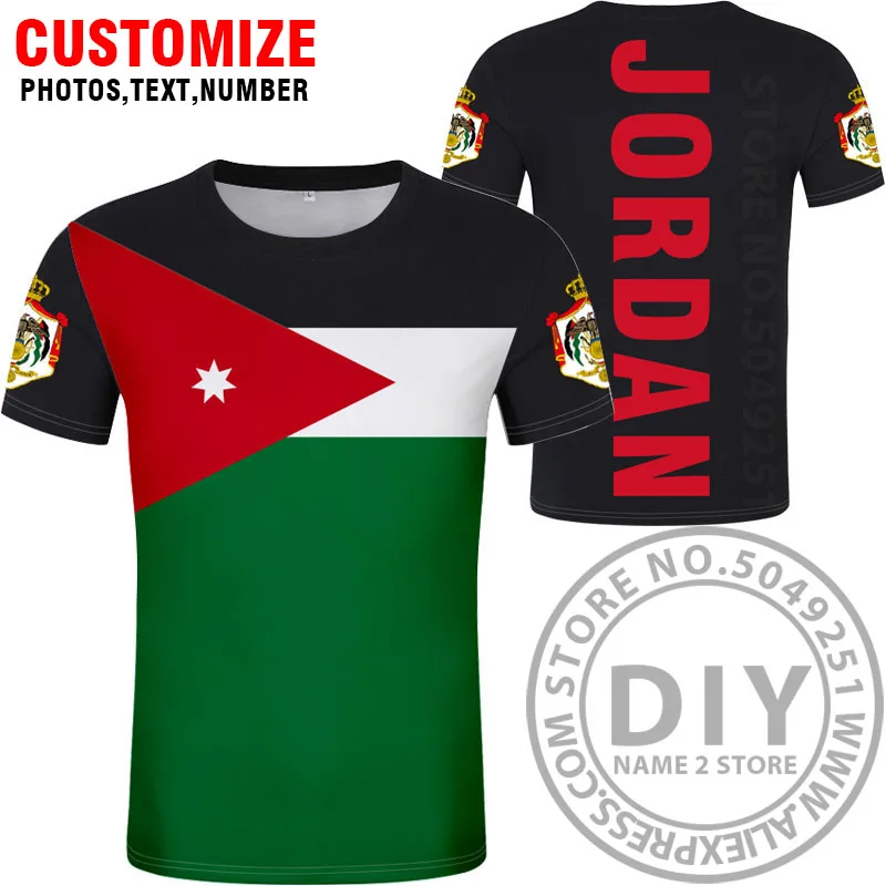 JORDAN футболка diy на заказ имя номер jor футболка Национальный флаг Страна Hashemite Королевство колледж печать фото jo одежда