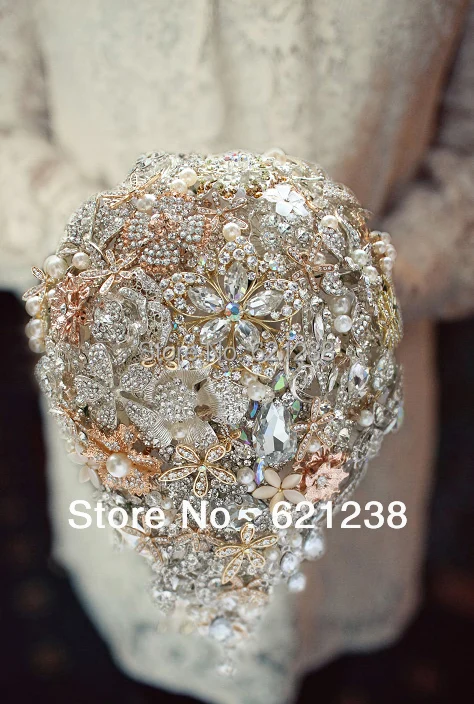 Koop IFFO Customization Zware Productie Van Champagne Bruiloft Broche Boeket DIY Druppeltjes Stijl Bruid Bedrijf Bloemen Bruidsboeket