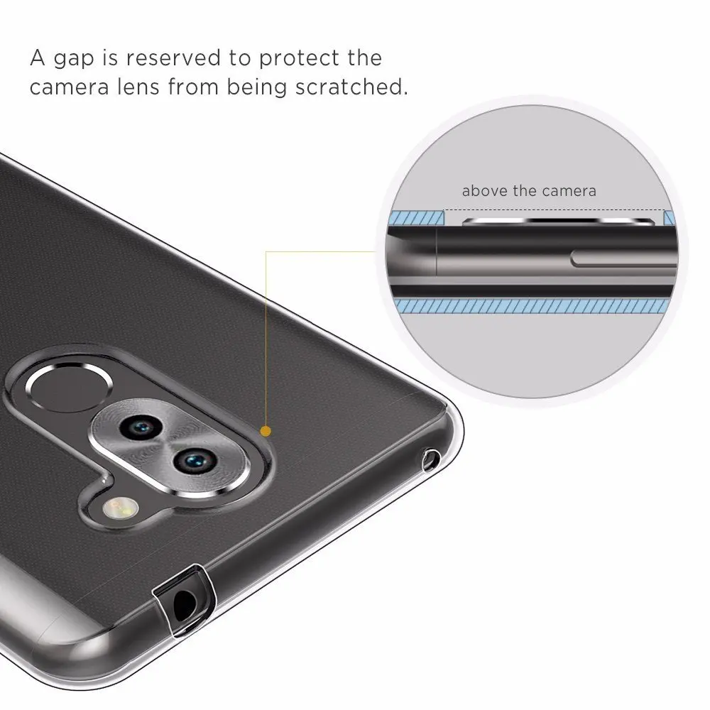UPaitou Clear TPU Case for Huawei Honor 6X/Mate 9 Lite/GR5 2017 Transparent Soft Sinicon Back Cover 6X |