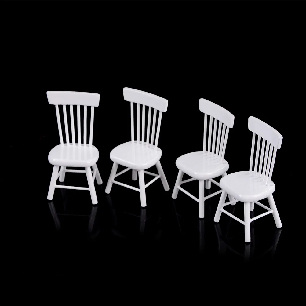 5Pcs/set 1/12 Scale Miniature Wooden Dining Chair Table Furniture Set For Doll house Kitchen Food Toys | Игрушки и хобби