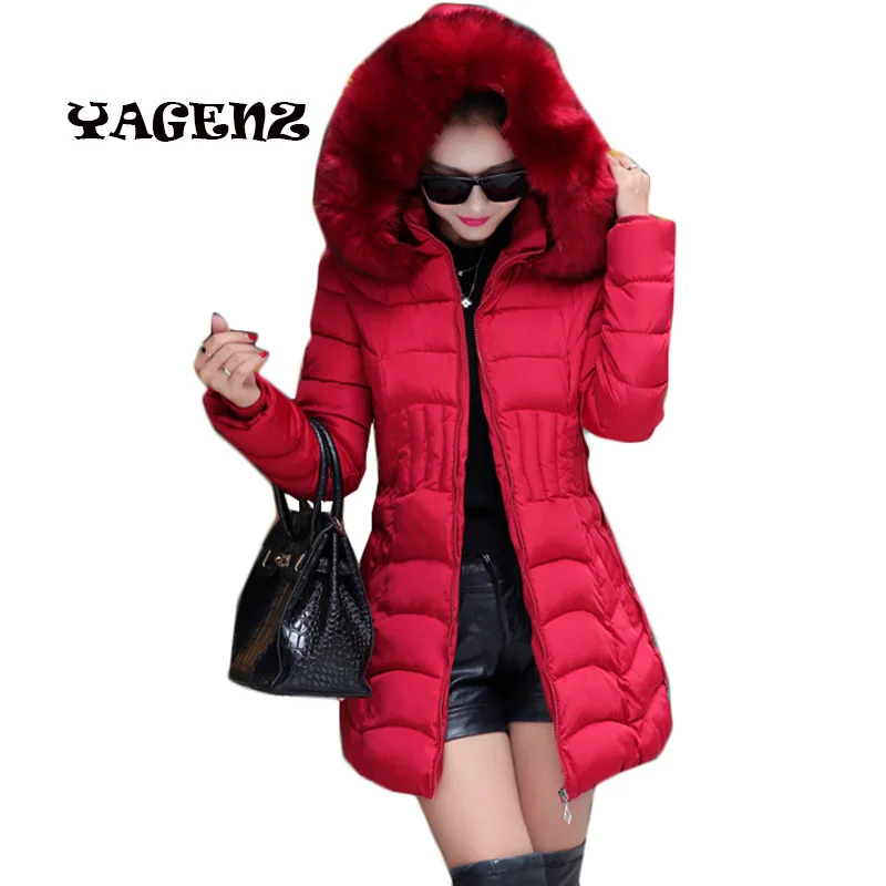 Женский зимний пуховик с меховым капюшоном большого размера 4XL хлопковое тонкое